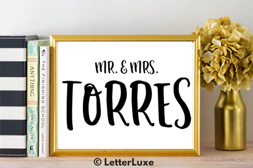 Mr. & Mrs. Torres - Personalized Last Name Gallery Wall Art Print - Digital Download - LetterLuxe