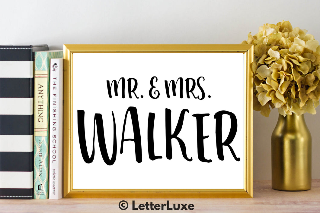 Mr. & Mrs. Walker - Personalized Last Name Gallery Wall Art Print - Digital Download - LetterLuxe