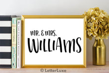 Mr. & Mrs. Williams Last Name Art Print - Digital Download - LetterLuxe