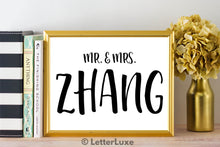 Mr. & Mrs. Zhang Last Name Art Print - Digital Download - LetterLuxe