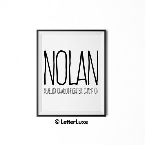 Nolan Name Meaning Art - Typography Wall Decor
