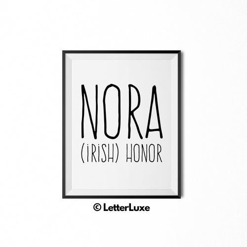 Nora Name Meaning Art - New Baby Gift