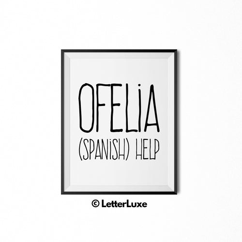 Ofelia Name Meaning Nursery Art