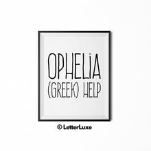 Ophelia Name Meaning Art - Digital Nursery Wall Decor