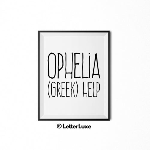 Ophelia Name Meaning Art - Digital Nursery Wall Decor