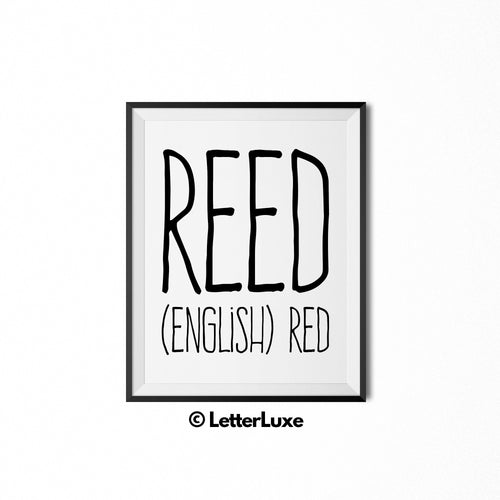 Reed Name Definition Art - Digital Print - LetterLuxe