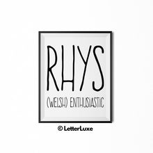 Rhys Printable Kids Gift - Personalized Baby Shower Gift - Name Meaning Art - Baby Boy Bedroom Decor