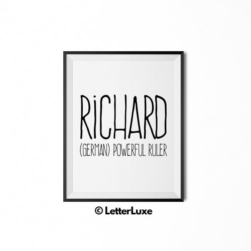 Richard Personalized Nursery Decor - Digital Party Decorations - LetterLuxe