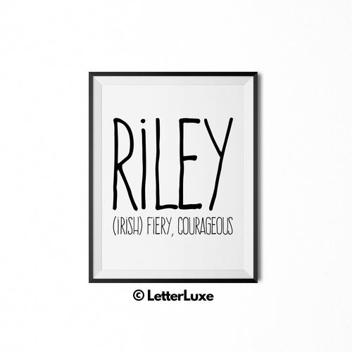 Riley Printable Kids Gift - Name Meaning Wall Decor