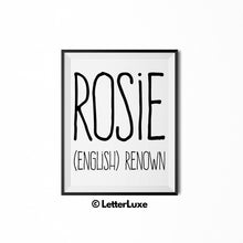 Rosie Name Meaning Art - Printable Baby Shower Gift - Birthday Pary Decorations