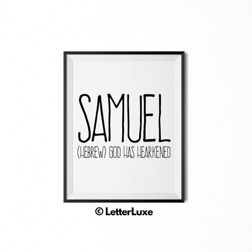Samuel Name Meaning Art - Printable Birthday Gift