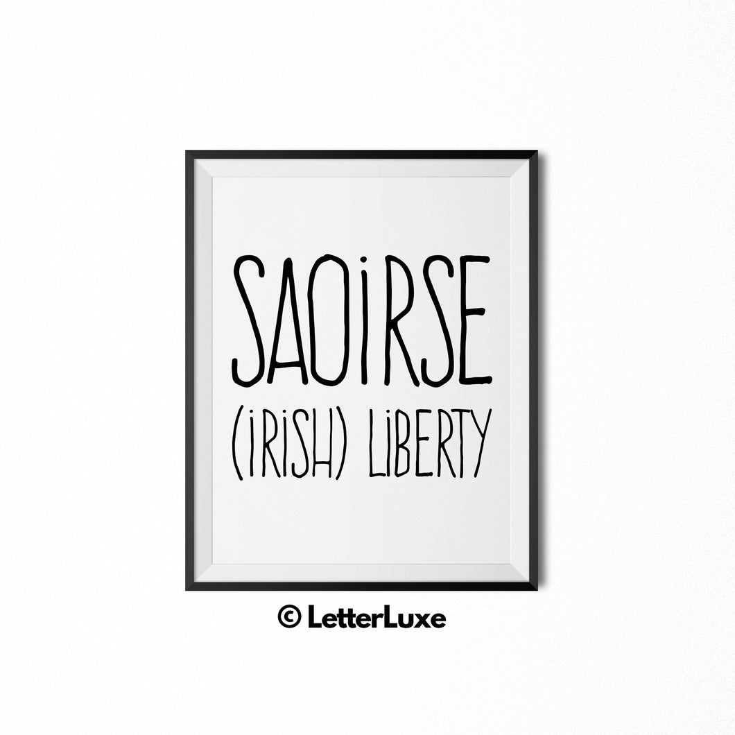 Saoirse Name Meaning Wall Hanging - Baby Shower Decoration Idea