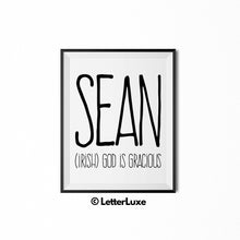 Sean Printable Kids Decor - Baby Shower Gift - Personalized Wall Art