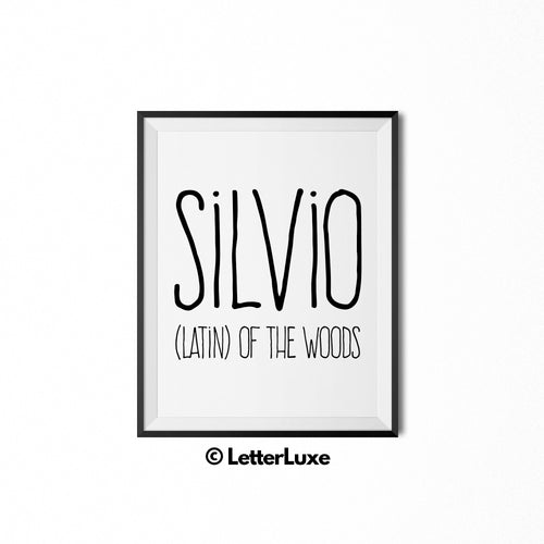 Silvio Name Meaning Nursery Wall Decor - Baby Shower Gift