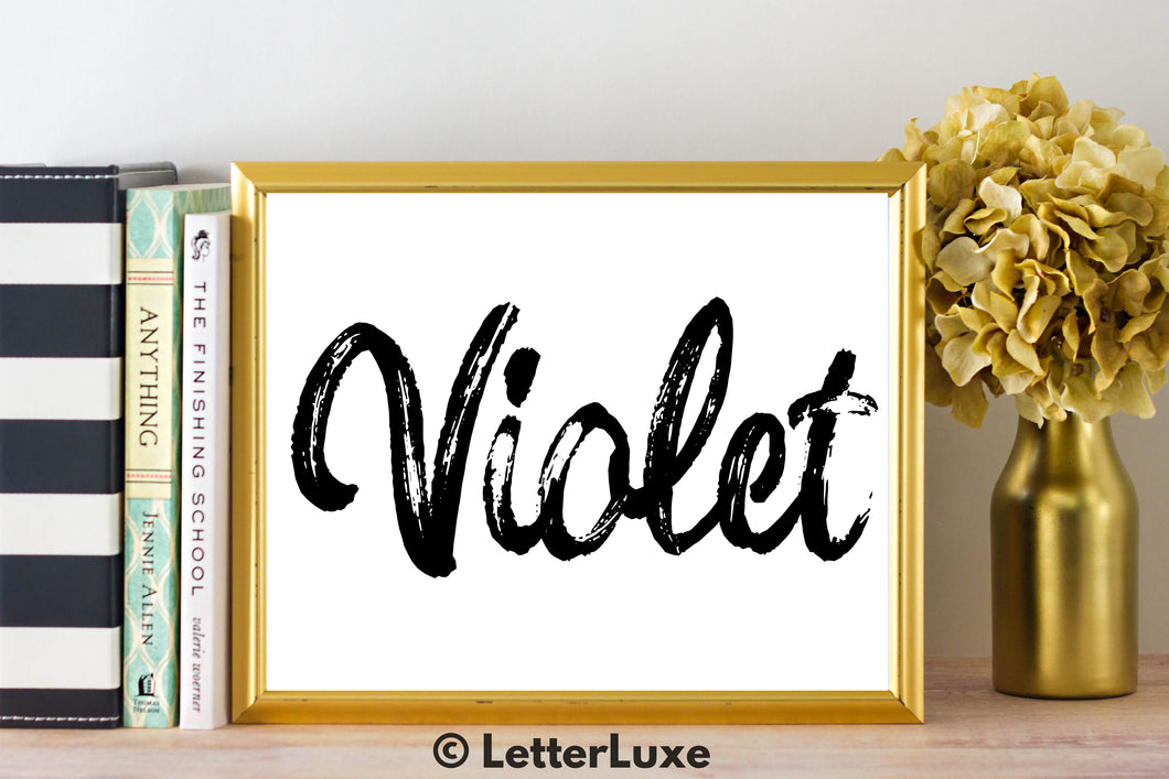 Violet Name Art - Printable Gallery Wall - Romantic Bedroom Decor - Living Room Printable - Last Minute Gift for Mom or Girlfriend