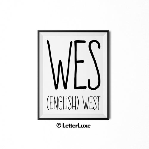Wes Name Meaning Wall Art - Nursery Decor for Boys - Father's Day Gift
