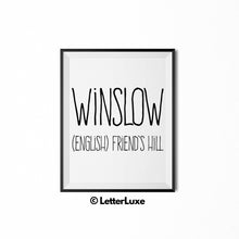 Winslow Name Definition - Printable Nursery Wall Art - Baby Shower Gift - Birthday Party Decorations