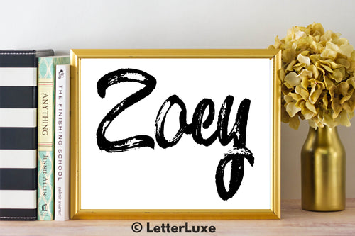 Zoey Name Art - Printable Gallery Wall - Romantic Bedroom Decor - Living Room Printable - Last Minute Gift for Mom or Girlfriend