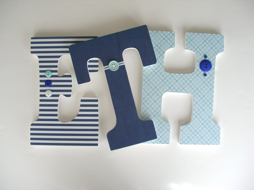 Teal, Aqua, and Navy Blue Letter Set - Nursery Decorations for Baby Boys - LetterLuxe