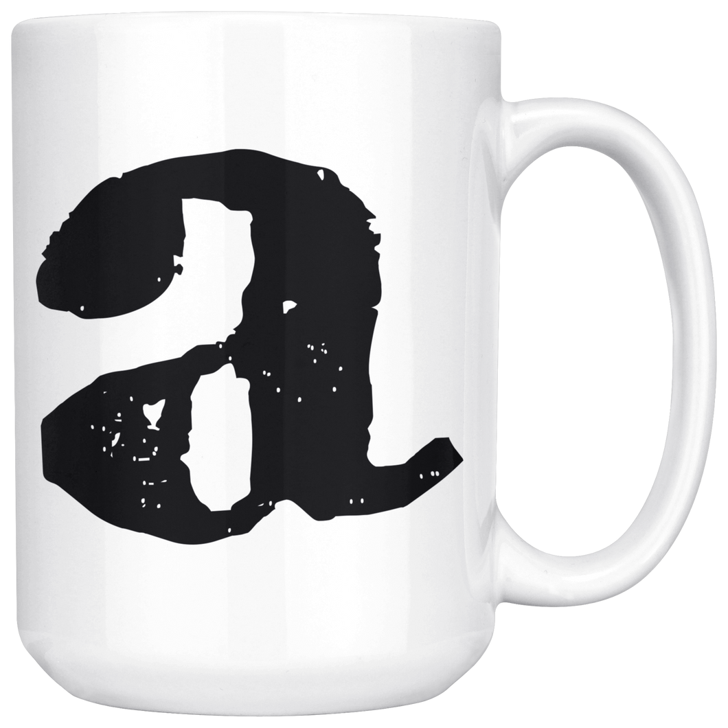 Lower Case Letter A Mug - 15oz Ceramic Cup - Groomsman Gift Mug - Right-Handed or Left-Handed Mug