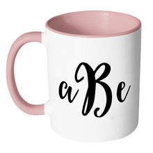 Custom Monogram Accent Mug - Personalized 11 oz Coffee Cup with Initials - Luxury Office Accessories - Choose Black, Blue, Green, Orange, Pink, Red, or Yellow