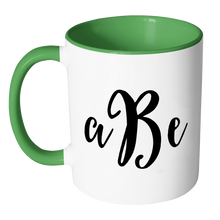 Custom Monogram Accent Mug - Personalized 11 oz Coffee Cup with Initials - Luxury Office Accessories - Choose Black, Blue, Green, Orange, Pink, Red, or Yellow