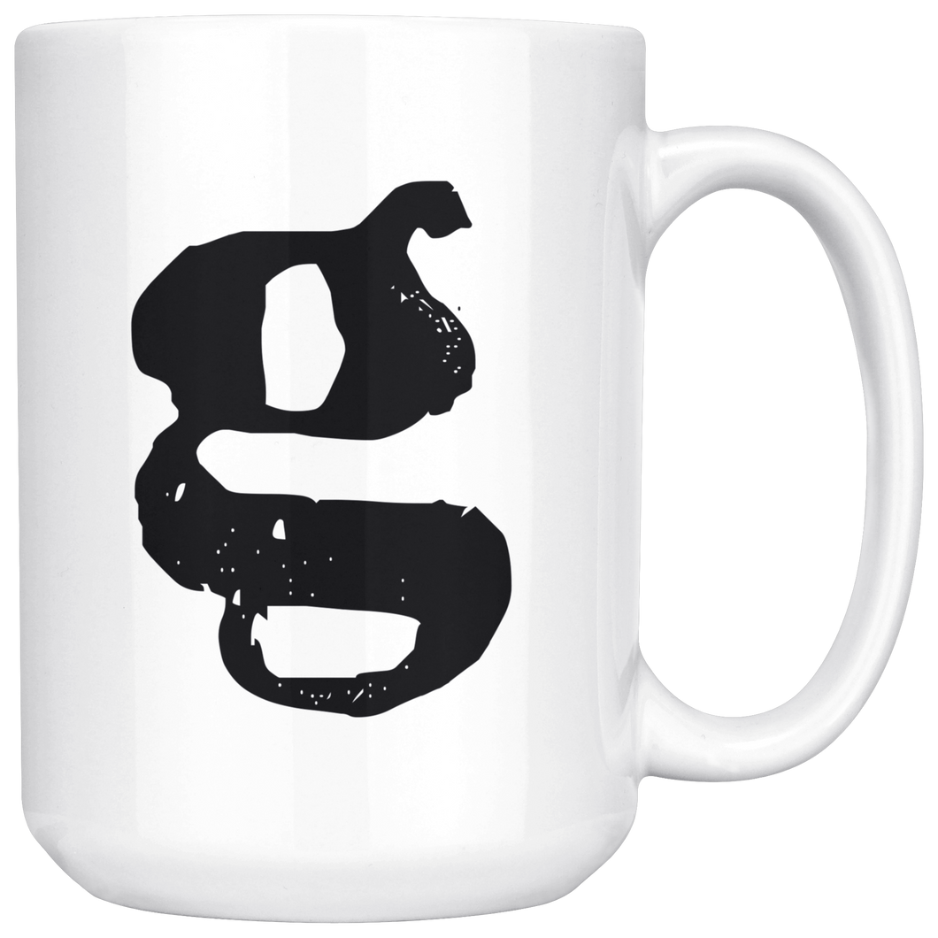 Lower Case Letter G Initial Mug - 15oz Ceramic Cup - Boss Gift Mug - Right-Handed or Left-Handed Mug