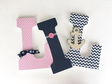 Pink & Navy Blue Nautical Letter Set - Baby Girl Nursery Decor - LetterLuxe