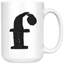 Lower Case F Initial Mug - 15oz Ceramic Cup - Uncle Gift Mug - Right-Handed or Left-Handed Mug