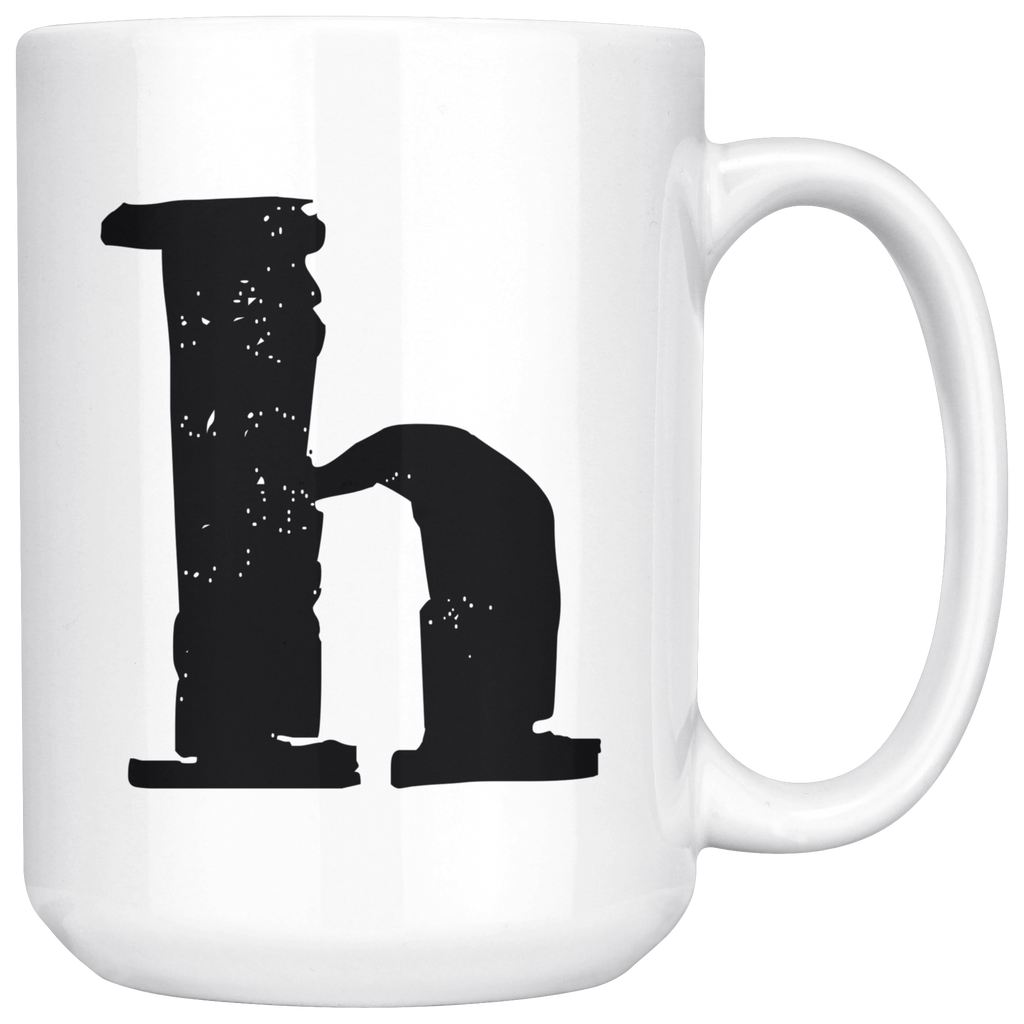 Lower Case H Initial Mug - 15oz Ceramic Cup - Granddad Gift Mug