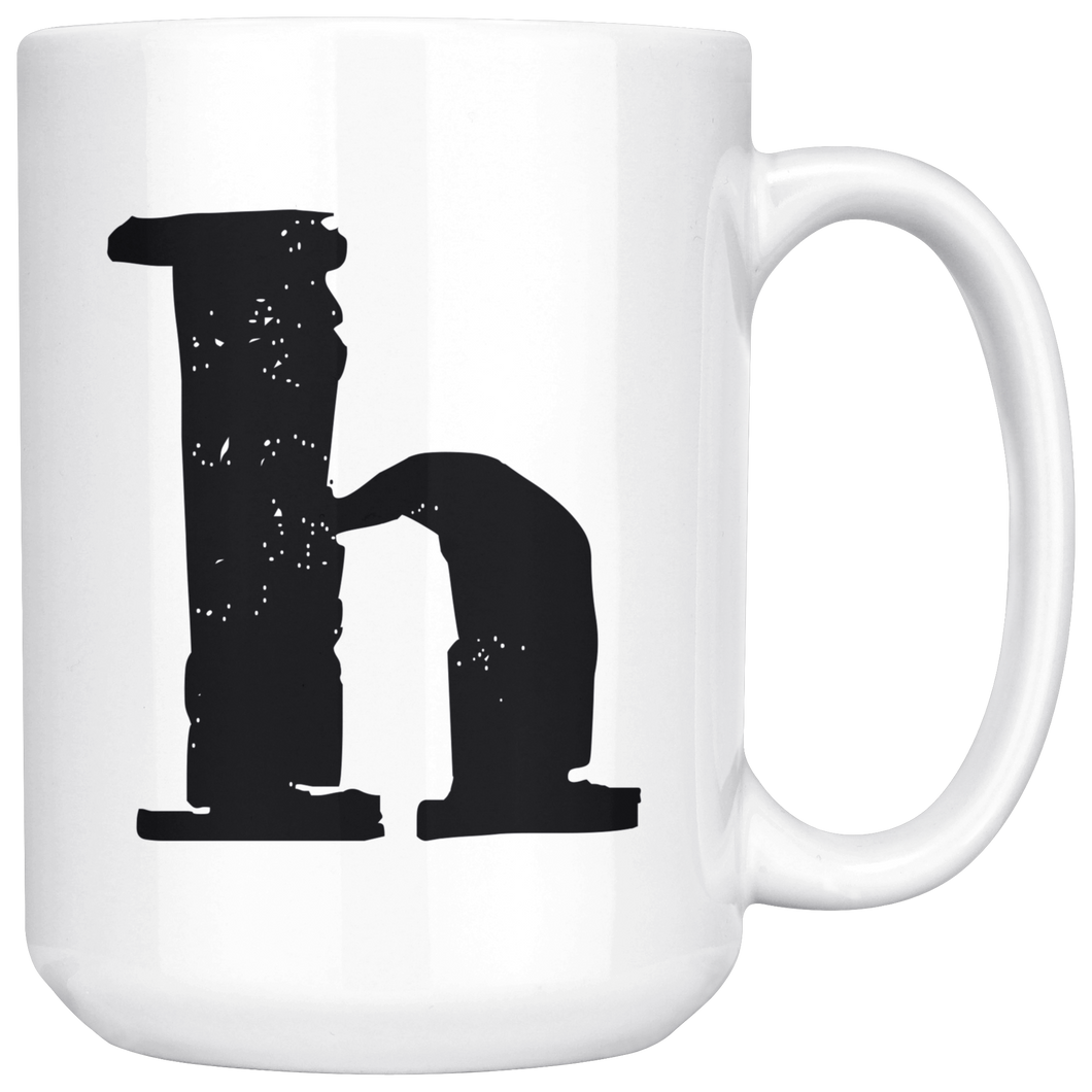 Lower Case H Initial Mug - 15oz Ceramic Cup - Granddad Gift Mug - Righ –  LetterLuxe