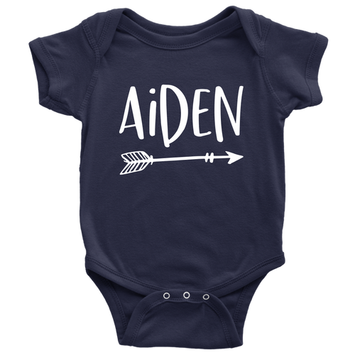 Aiden Personalized Baby Bodysuit - Name Onesie with Arrow - Baby Shower Gift - Birth Announcement Prop