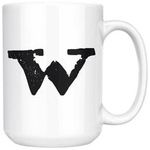 W Initial Mug - Lower Case W - 15oz Ceramic Cup - Co-Worker Gift Mug - Right-Handed or Left-Handed Mug