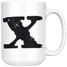 X Initial Mug - Lower Case X - 15oz Ceramic Cup - Brother Gift Mug - Right-Handed or Left-Handed Mug