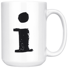 Lower Case I Initial Mug - 15oz Ceramic Cup - Dad Gift Mug - Right-Handed or Left-Handed Mug